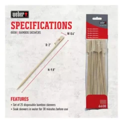 Weber Bamboo Skewer Set 25pc -Outdoor Grilling - Weber 07792402194 2