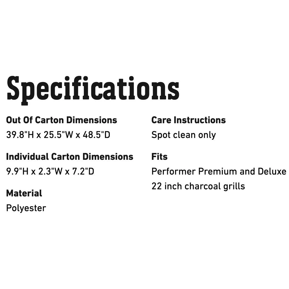 Weber Premium Grill Cover For Performer Premium And Deluxe Charcoal Grills (WEB-7152) 4 Weber Premium Grill Cover For Performer Premium And Deluxe Charcoal Grills (WEB-7152) - Image 2