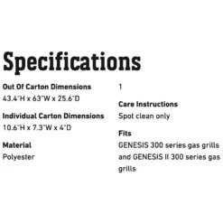 Weber Premium Grill Cover For Genesis 300 Series Grills (WEB-7757) -Outdoor Grilling - Weber web 7757 spec a 05 22